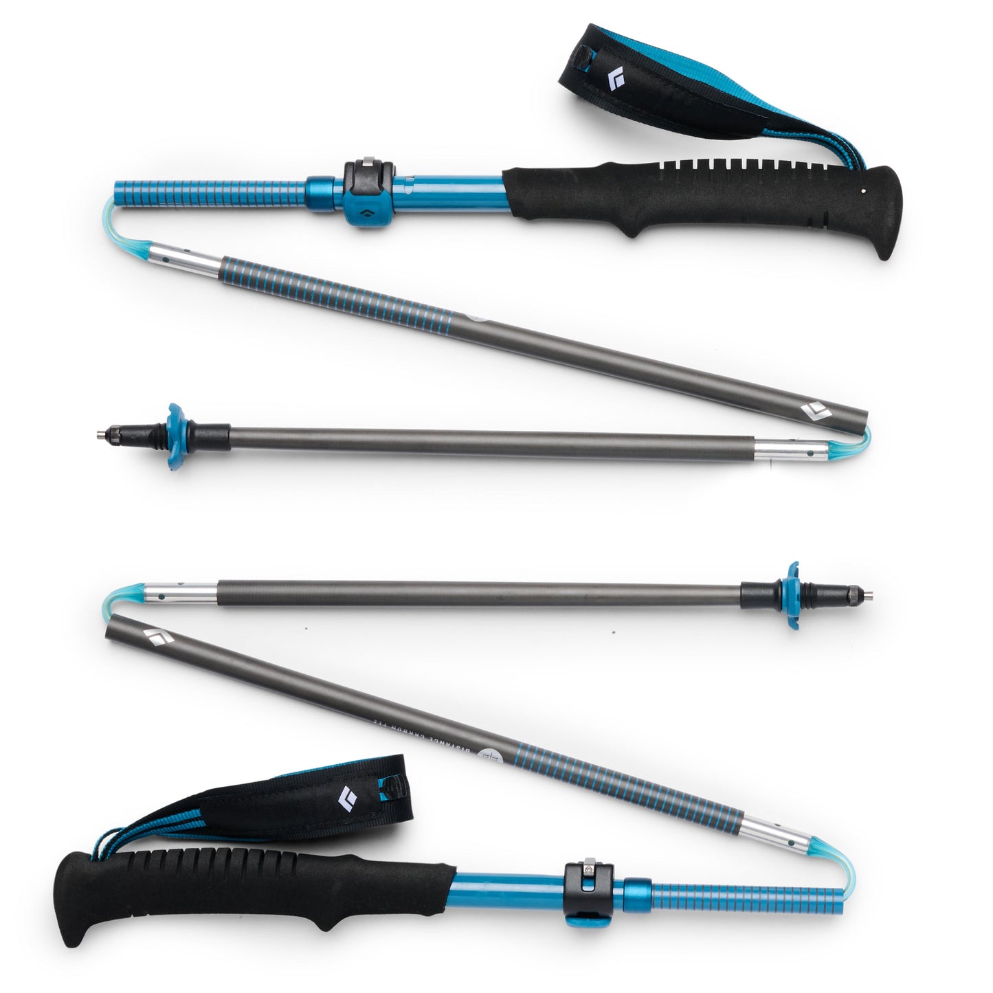 Black Diamond Distance Carbon FLZ Trekking Poles in Ultra Blue with collapsible design