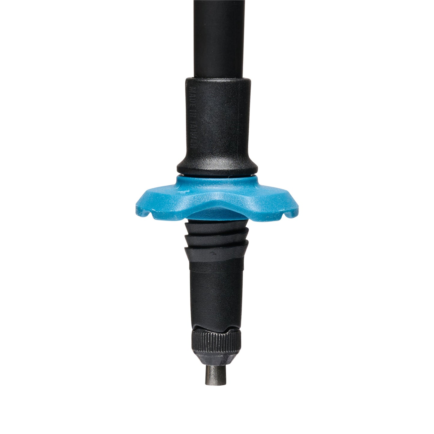 Black Diamond Distance Carbon FLZ trekking poles in Ultra Blue with close-up of locking mechanism
