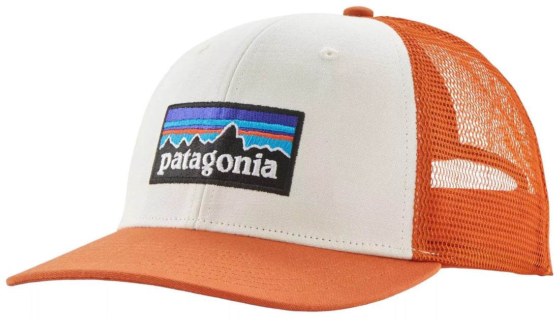 Patagonia P-6 Logo Trucker Hat White w/ Redtail Rust