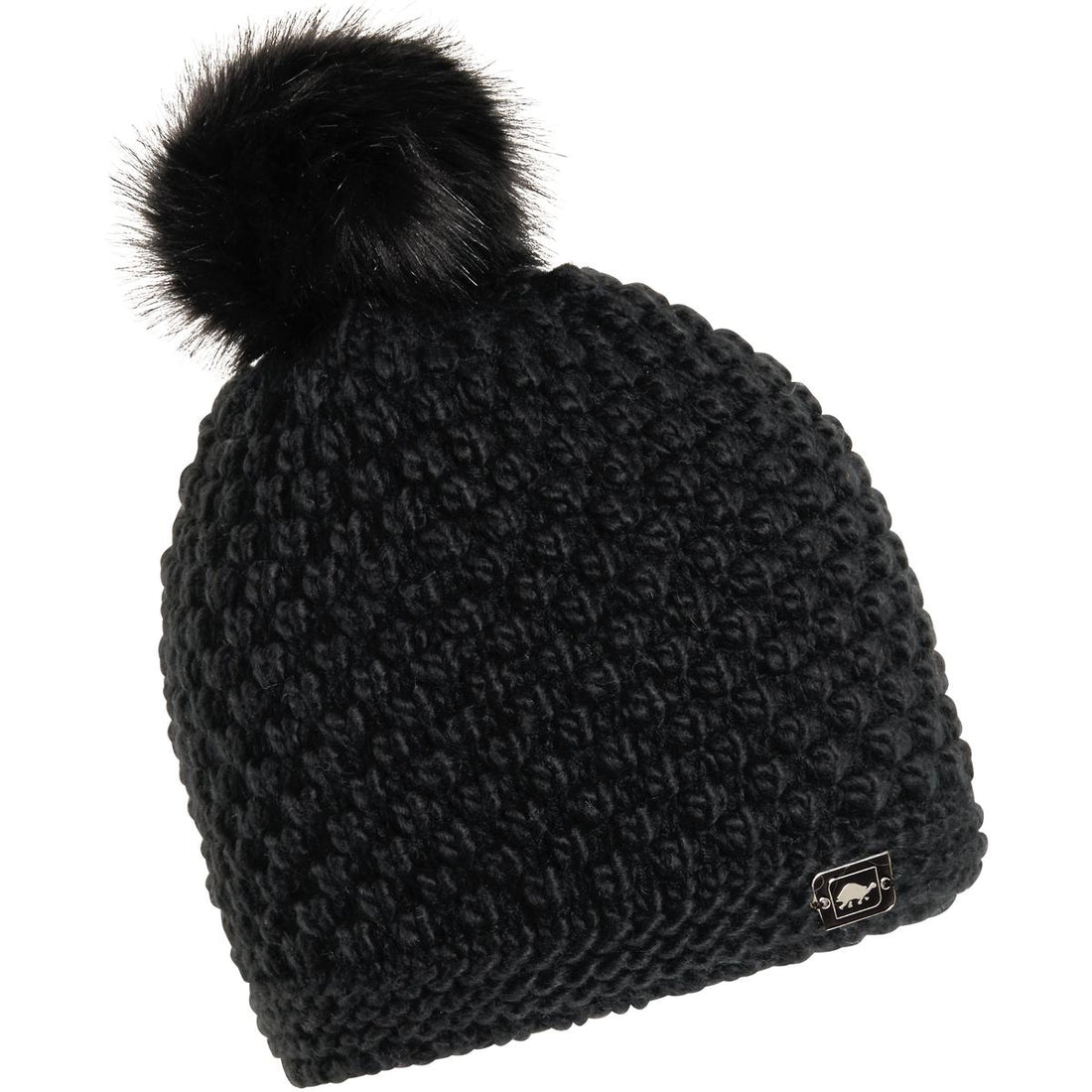 Turtle Fur Pom Hat Snowfall Black