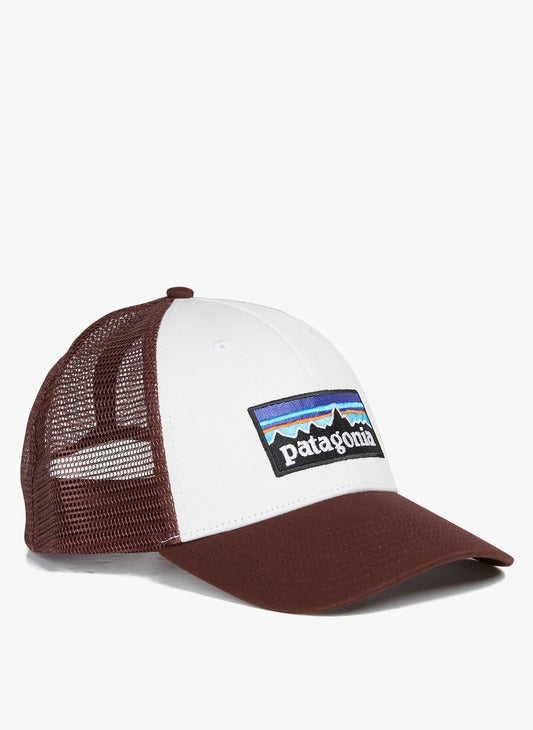 Patagonia P-6 Logo LoPro Trucker Hat White w/Dark Ruby
