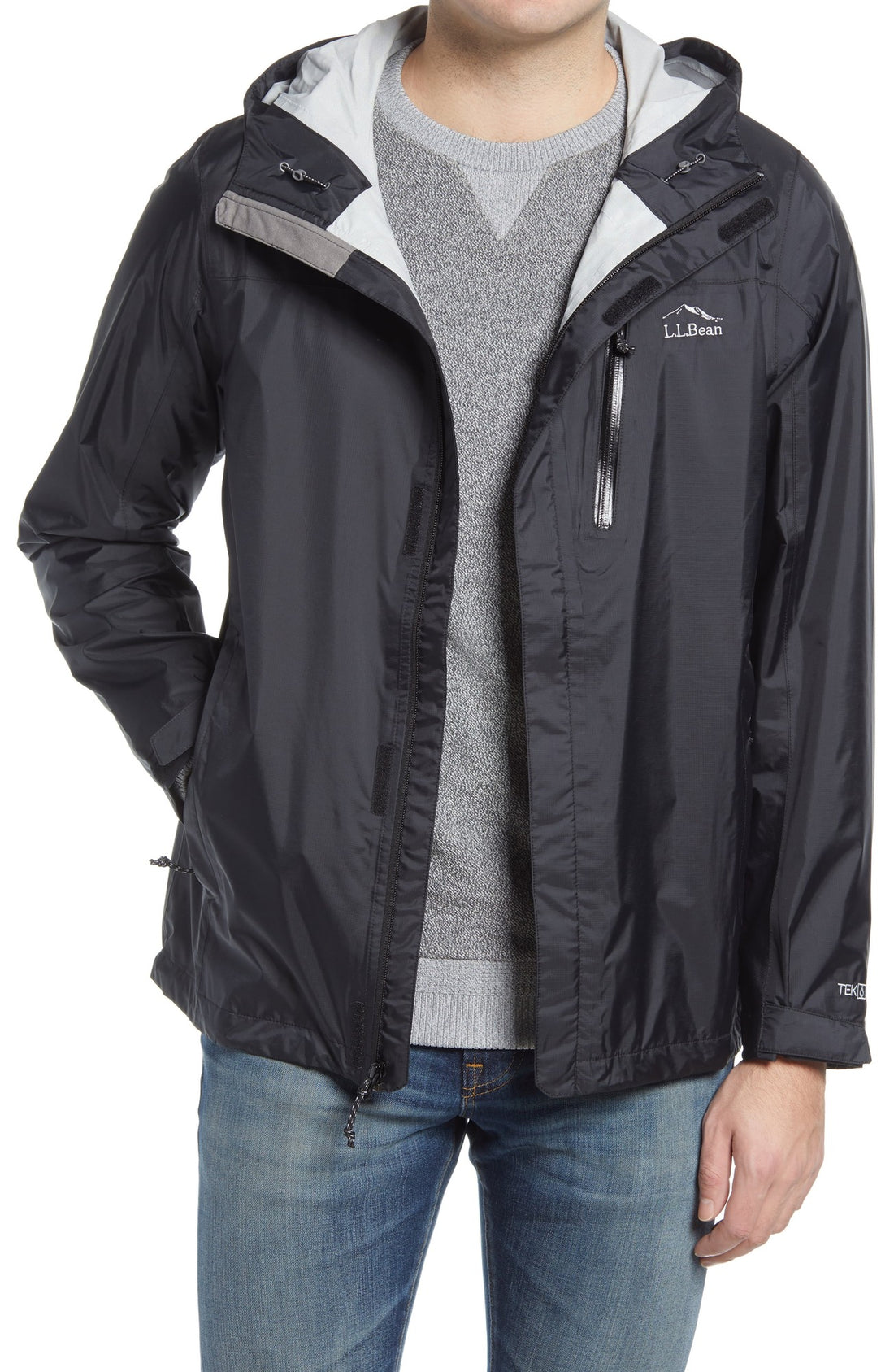 LL Bean Mens Trail Model Rain Jacket Black