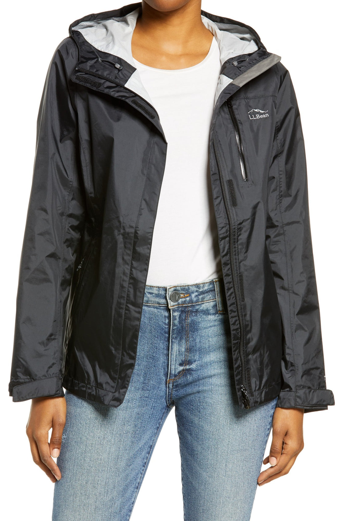 LL Bean Womens Trail Model Rain Jacket Black