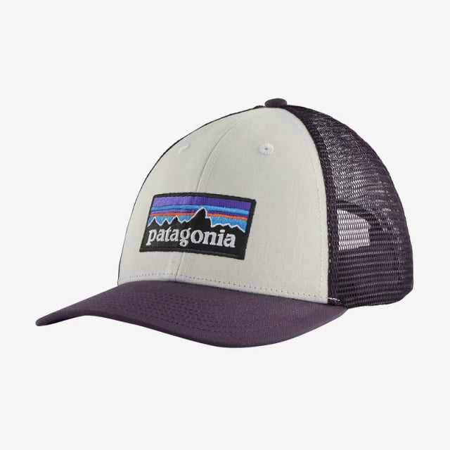 Patagonia P-6 Logo LoPro Trucker Hat White w/Piton Purple