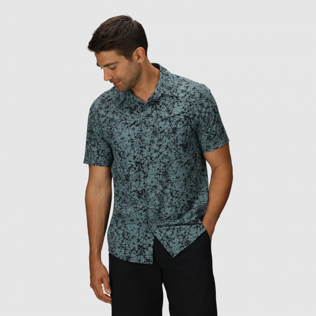 Outdoor Research Mens Astroman Air Short Sleeve Shirt Neptune Atoms