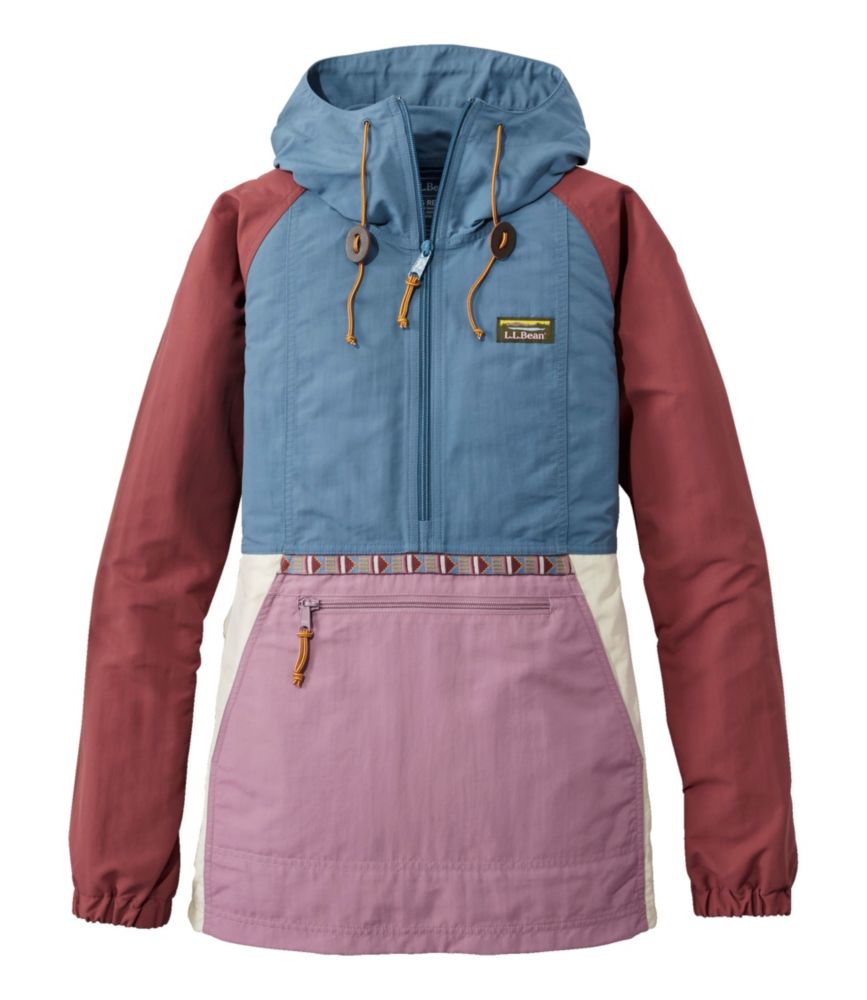 LL Bean Women's Mountain Classic Anorak Multi Color Women's Regular Mountain Classic Anorak Multi Color Regular Natural/ Mineral Blue