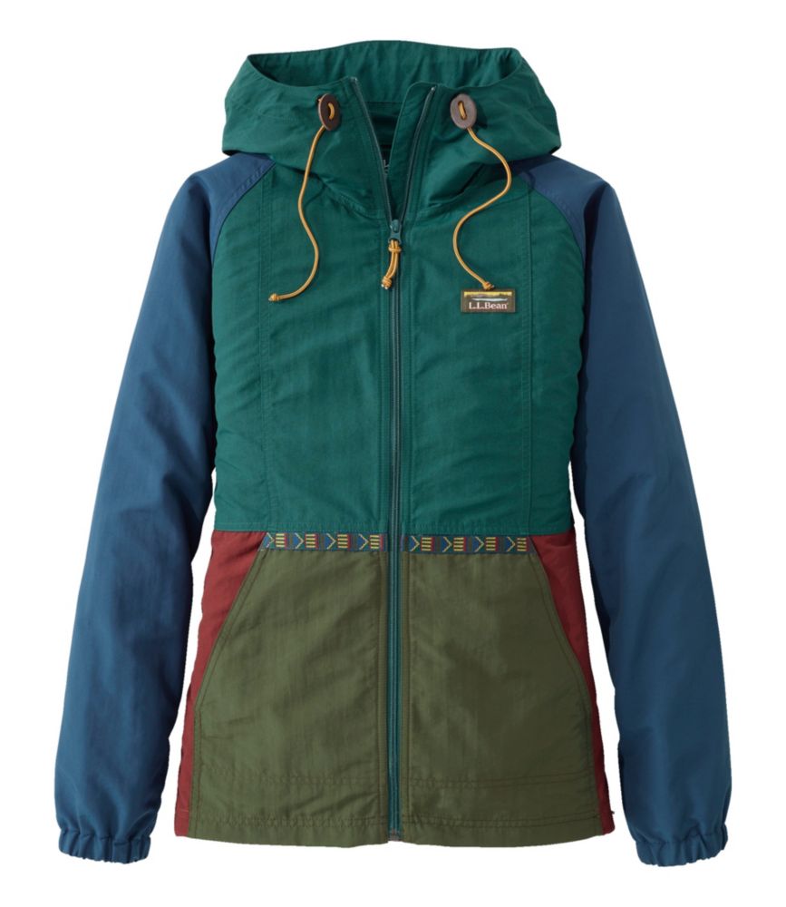 LL Bean Women's Mountain Classic Anorak Multi Color Spruce/ Tuscan Olive