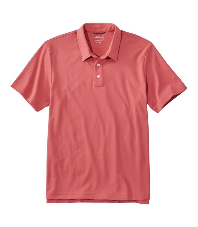 LL Bean Mens Comfort Stretch Performance Short Sleeve Polo Slightly Fitted Reg Mineral Red