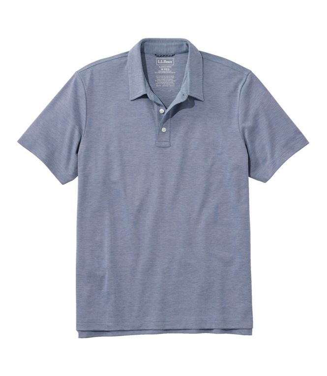 LL Bean Mens Comfort Stretch Performance Short Sleeve Polo Slightly Fitted Reg Vintage Indigo
