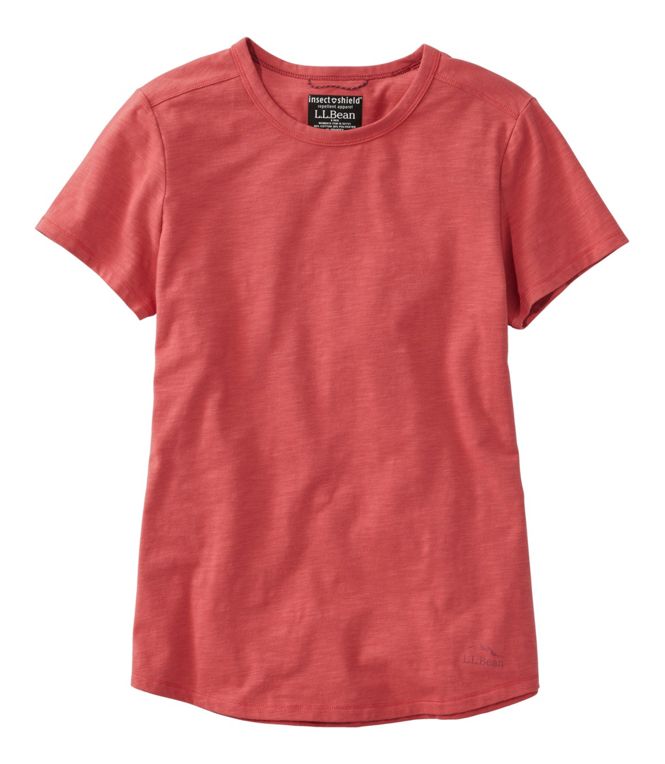 LL Bean Women's Insect Sheild Feild tee Short Sleeve RHUBARB