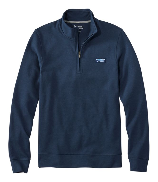 LL Bean Mens Comfort Stretch Performance Pique Quarter Zip Reg Carbon Navy