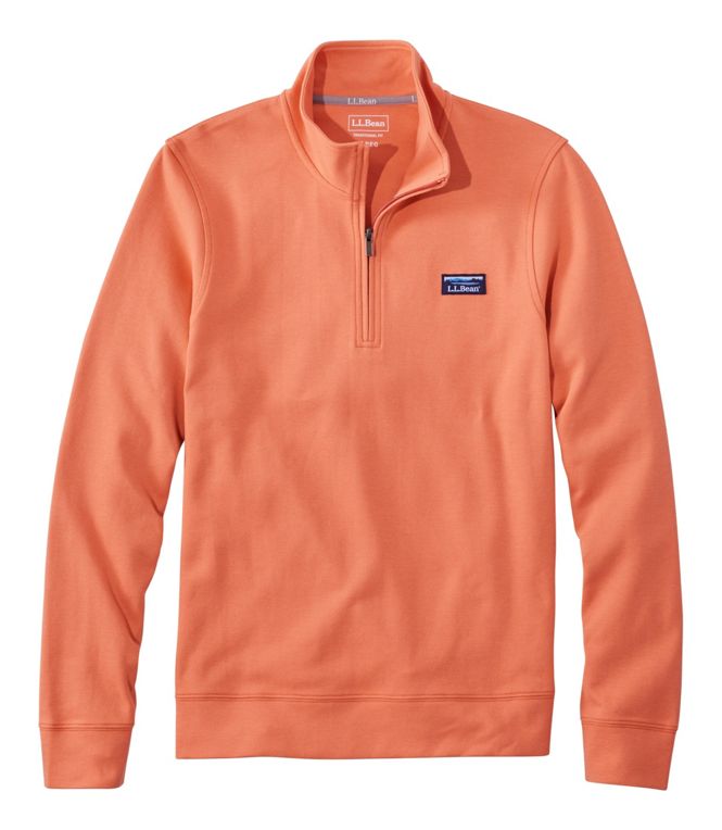 LL Bean Mens Comfort Stretch Performance Pique Quarter Zip Reg Faded Orange