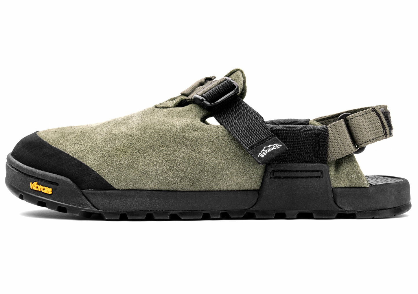Bedrock Sandals Mountain Clog in Suede Leather Sagebrush colorway with Vibram sole