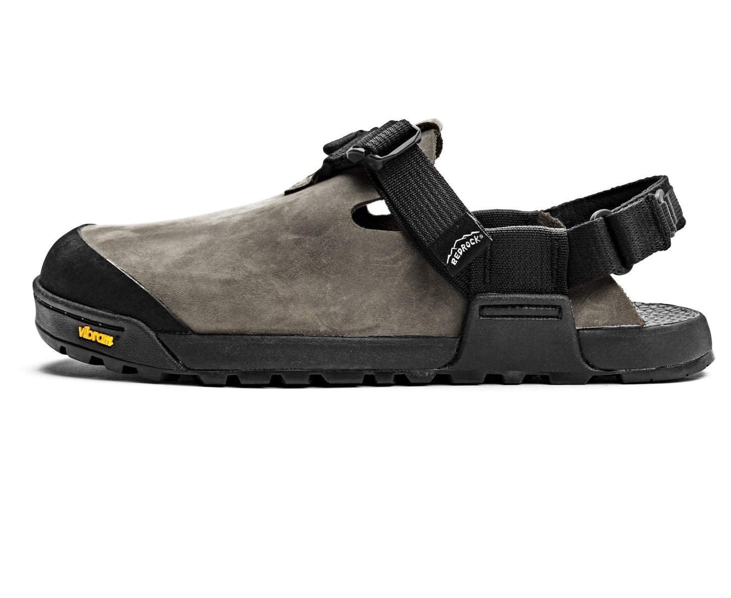 Bedrock Sandals Mountain Clog in driftwood nubuck leather with adjustable heel strap