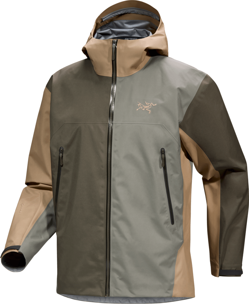 Arc'teryx Beta Jacket Men's in Tatsu colorway with tan and olive green color blocking