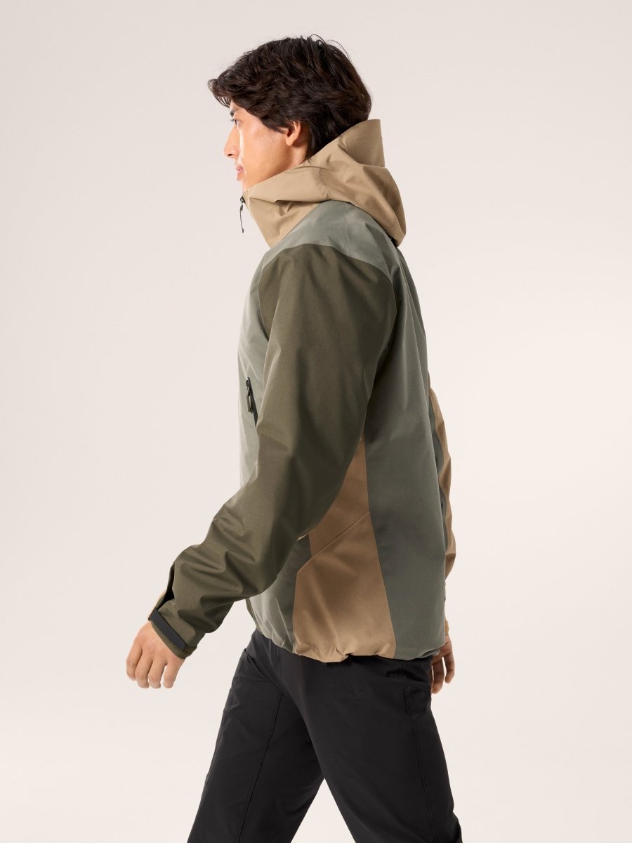 Arc'teryx Beta Jacket Men's in Tatsu colorway featuring olive green, tan and canvas color blocking