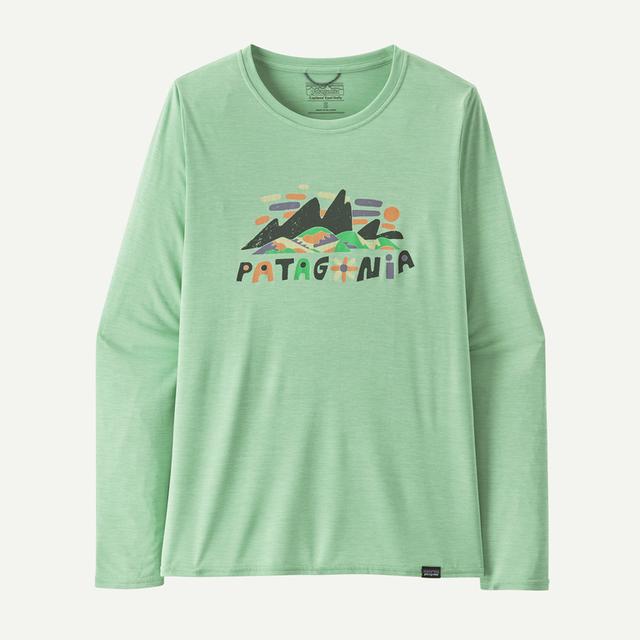 Patagonia Women’s L/S Cap Cool Daily Fitz Roy Superbloom: Rinse Green X-Dye