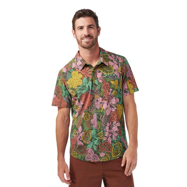 Smartwool Mens Everyday Short Sleeve Button Down Fern Green Aloha Forest