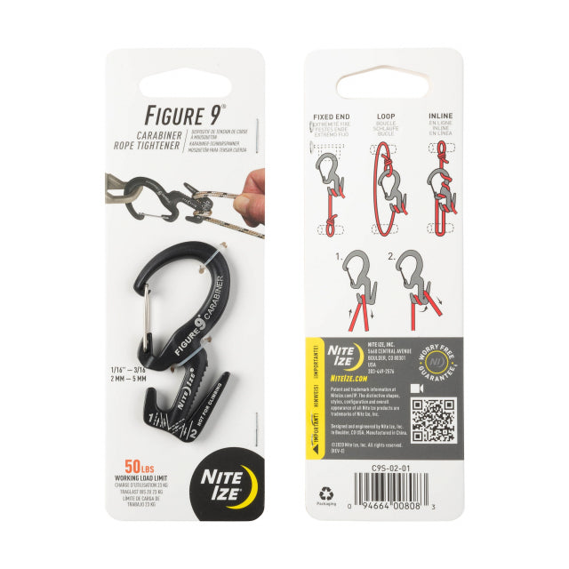 Nite Ize Figure 9 Carabiner Rope Tightener Black