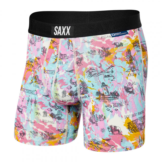 Saxx Men's Vibe Super Soft Boxer Brief Parks Bucket List- Multi