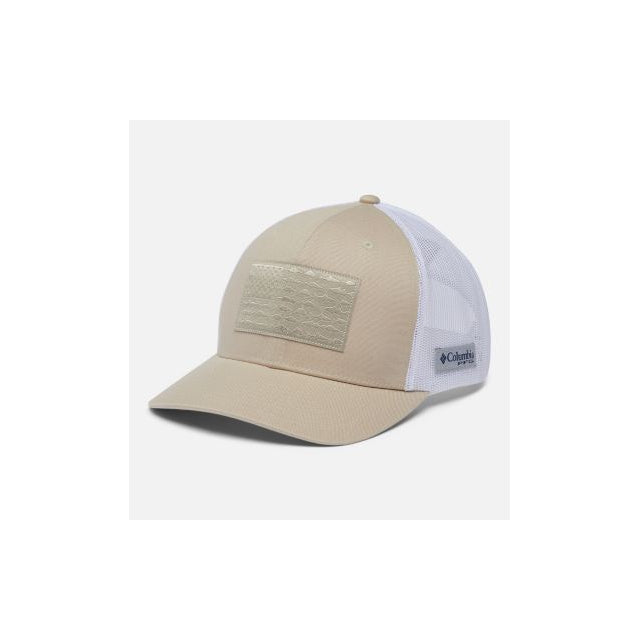 Columbia PFG Fish Flag Mesh Snap Back - High Fossil, White, Fish Flag