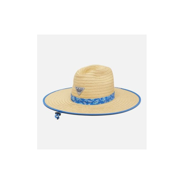 Columbia PFG Baha Straw Hat Vivid Blue Triangler Print